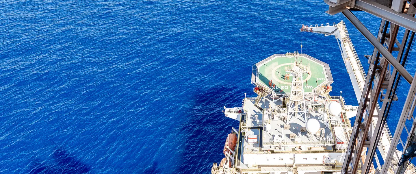 Offshore oil and gas platform aerial view