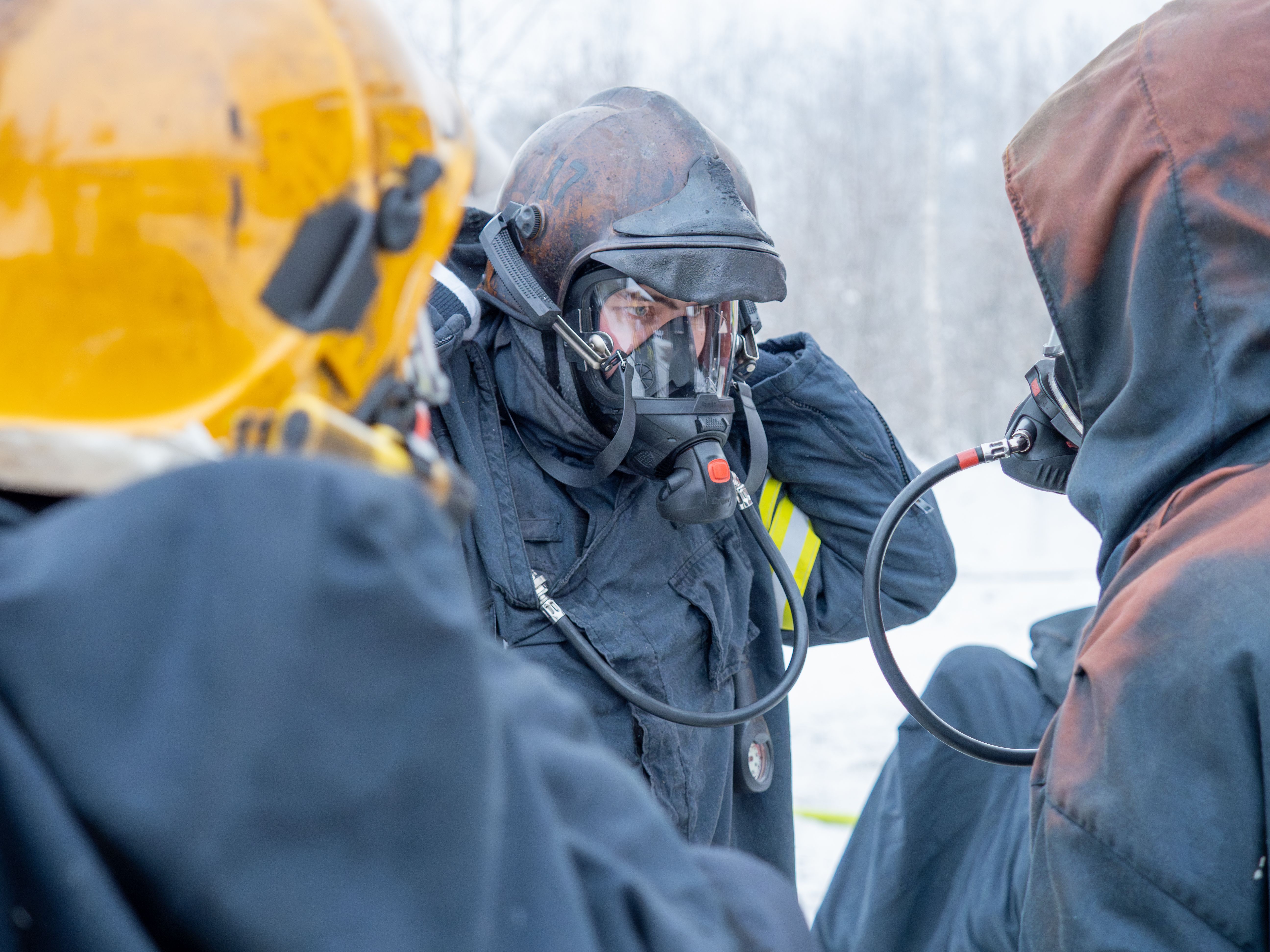 Field crew reviewing safety procedures on site
