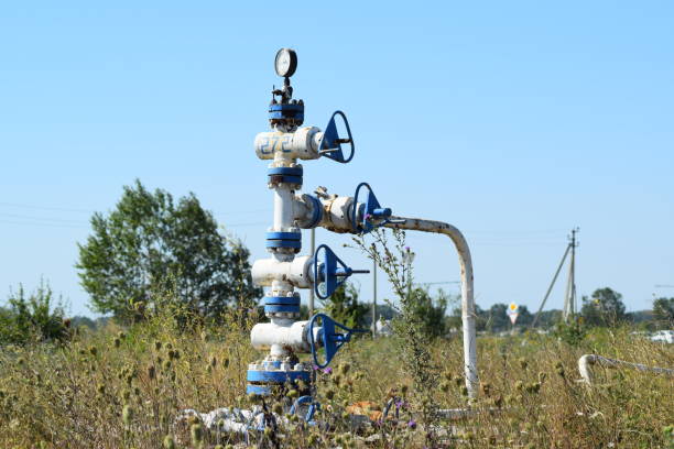 Pumpjack at an active well site